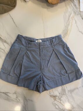 Banana Republic Blue and White Pinstripe High-Waist Shorts